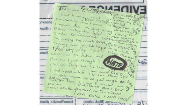 The note was released as evidence