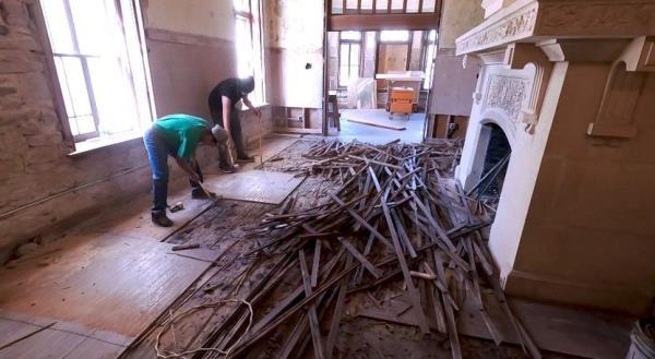 Removing the original wood flooring