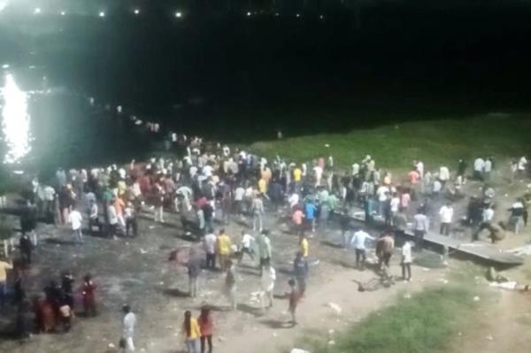 A view of the site after a suspension bridge collapses in India��s Gujarat state on October 30, 2022.