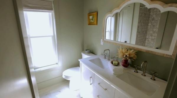 Bathroom with frosted glass window