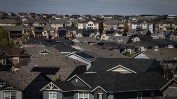 Single-family homes are seen in a housing development in Aurora, Colorado, on October 10.