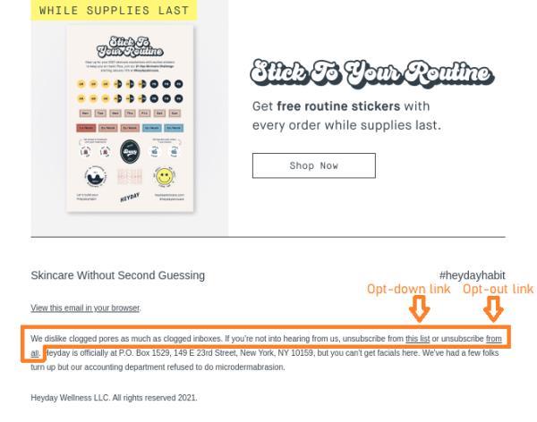 Unsubscribing emails