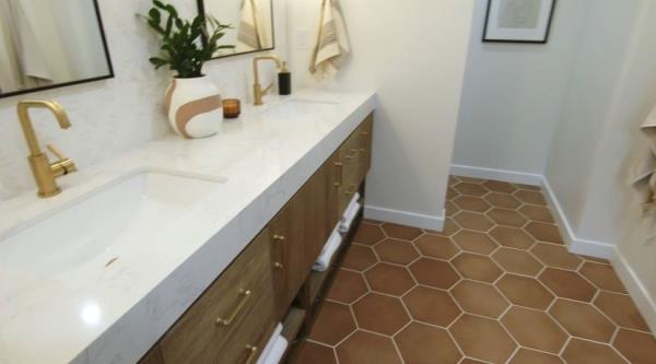 New, better bathroom floor