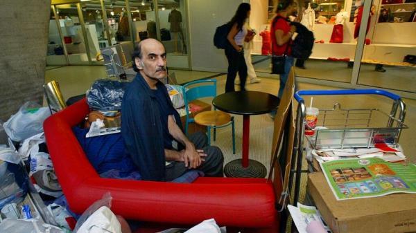 Mehran Karimi Nasseri pictured at Charles de Gaulle Airport in August 2004. Pic: AP 