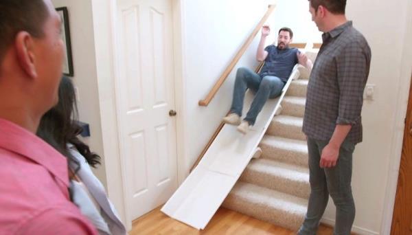 Drew on the stair slide