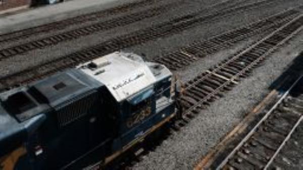 Trains sit at the CSX Oak Point Yard, a freight railroad yard on October 11, 2022 in the Bronx borough of New York City. 