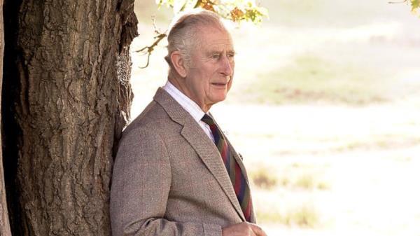 His Majesty The King with an ancient oak tree in Windsor Great Park to mark his appointment as Ranger of the Park.