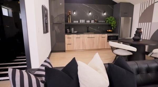 Kitchenette with invisible induction cooktop