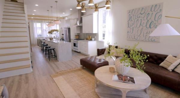 High ceilings make a long, narrow room look bigger.