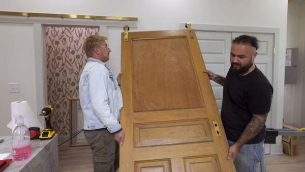 Sliding barn door made from vintage door