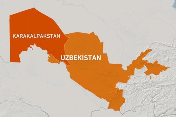 Map of Uzbekistan showing Karakalpakstan