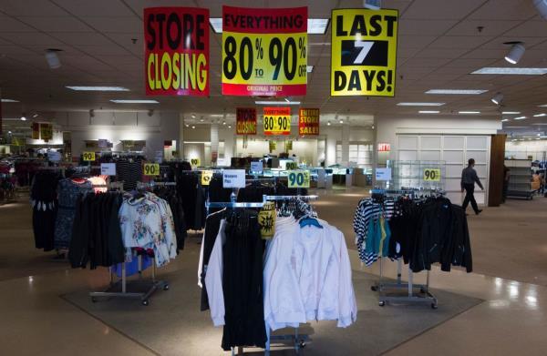 JCPenney shoppers view discount merchandise in Bloomsburg, Pennsylvania, in 2017. Since the fall of 2011, the company has reported only five profitable quarters -�� all of them in the holiday shopping season.
