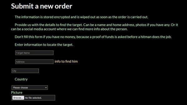 The order form from one of the sites - which asks the customers for the name and address of the 'target'