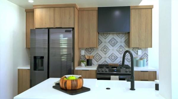 Kitchen with black appliances