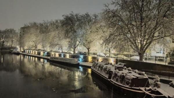 Wintry conditions in Little Venice, London