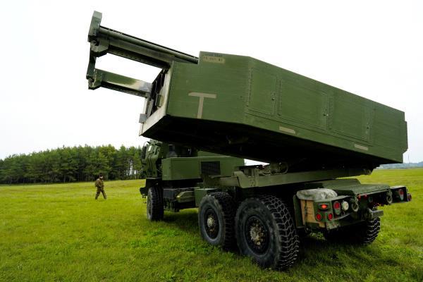 A HIMARS takes part in a military exercise near Liepaja