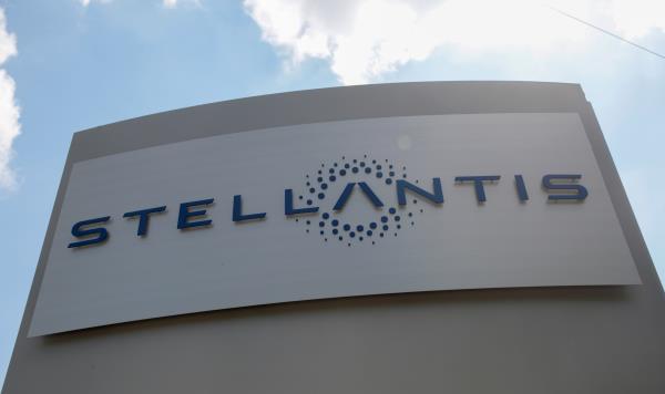 A Stellantis sign is seen outside its headquarters in Auburn Hills,