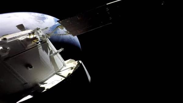 The Orion spacecraft as it approaches Earth