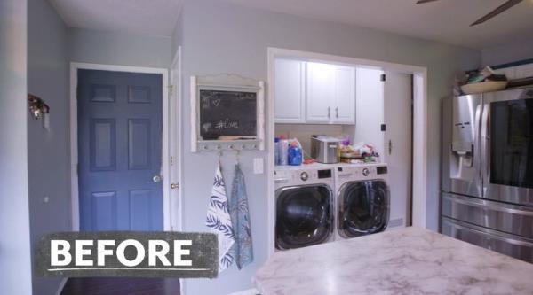 An inconvenient washer and dryer in the kitchen