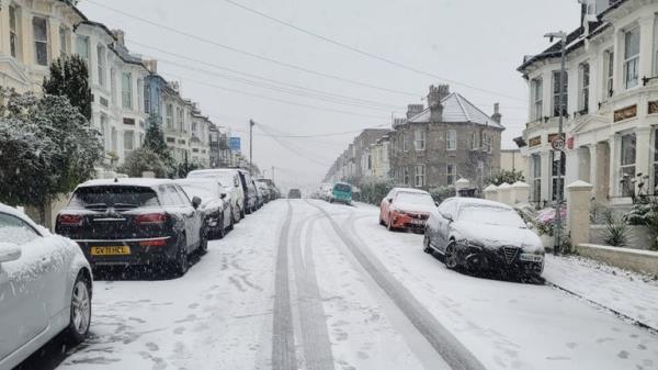 Snow has begun falling in Brighton this evening. Pic: David Baynes