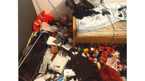 Undated Leicestershire Police handout photo of Ross McCullam's untidy bedroom, at his parents' home in Windsor Close, Coalville, Leicestershire, showing empty cans, rubbish, and his unmade bed, giving an insight into the 30-year-old's lifestyle. McCullam has been convicted of murdering Megan Newborough. Issue date: Monday December 12, 2022.