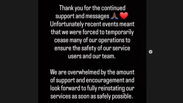 Sistah Space's statement released on Instagram