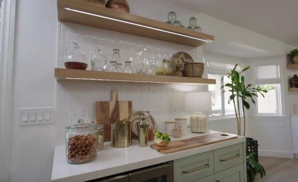 Bar with floating shelves above