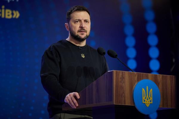Ukraine's President Zelenskiy attends an International Human Rights forum in Kyiv