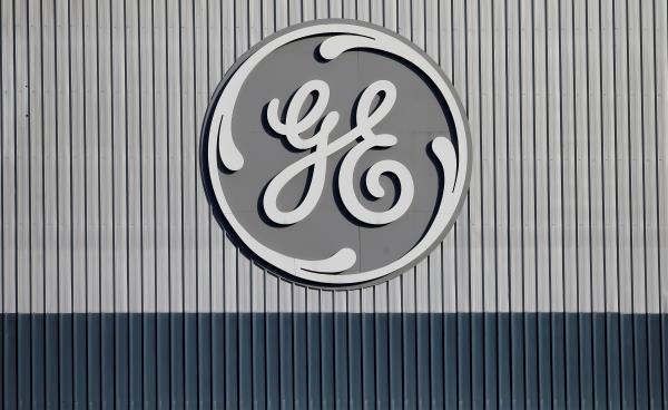 The logo of U.S. conglomerate General Electric is pictured at the site of the company's energy branch in Belfort