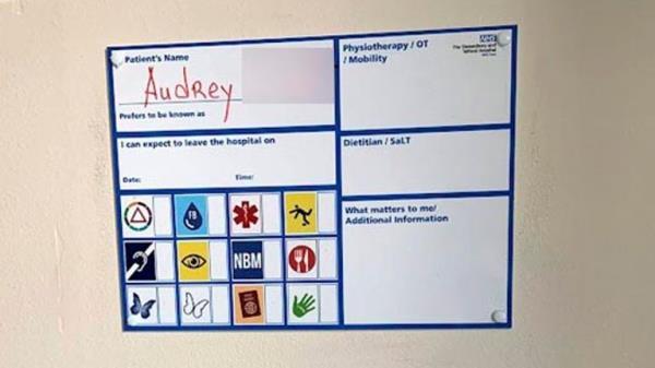 No reference to dementia on Audrey's bedside notes