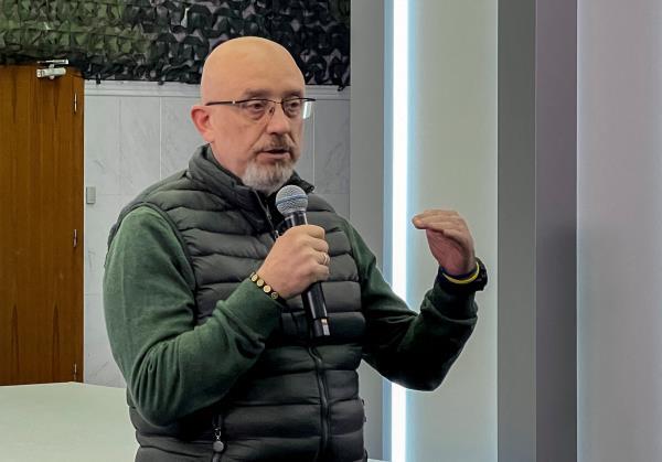 Ukrainian Defense Minister Oleksii Reznikov attends a joint news conference in Kyiv