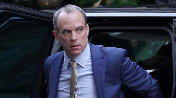 deputy prime minister dominic raab arriving in downing street