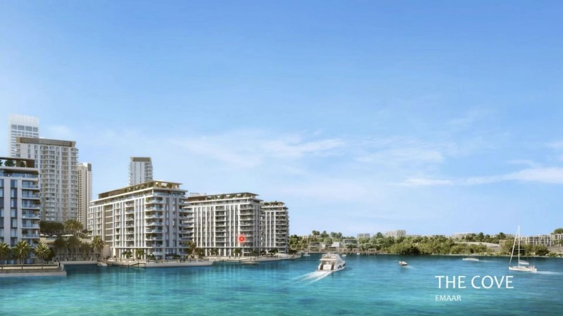 迪拜房产：迪拜云溪港公寓cove，水景+第一高塔+湿地公园景，编号51215